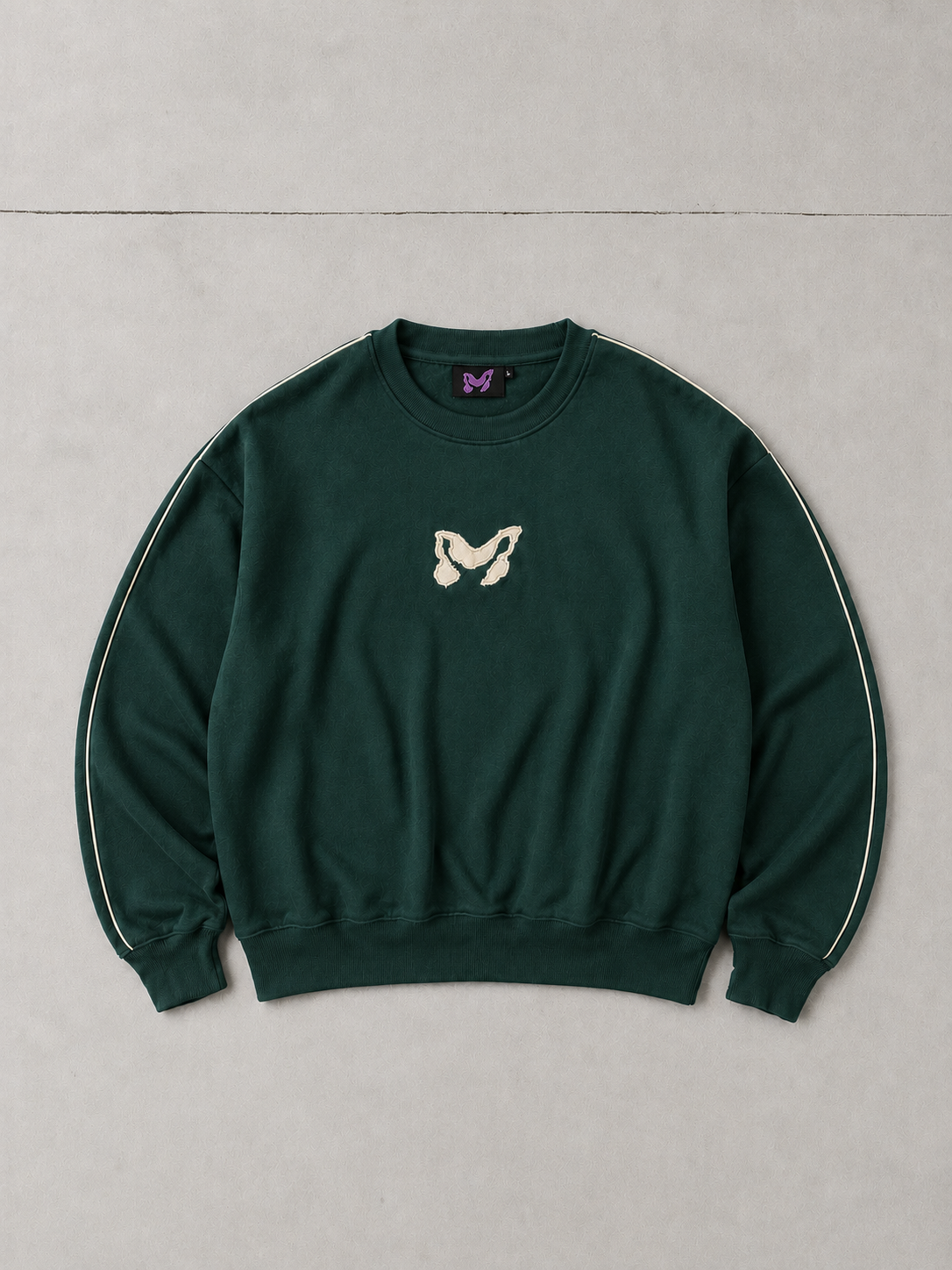 Pine Green Crew Neck with Butterfly